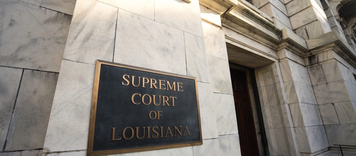 Sign at the Supreme Court of Louisiana , November of 2019 in New Orleans, USA.