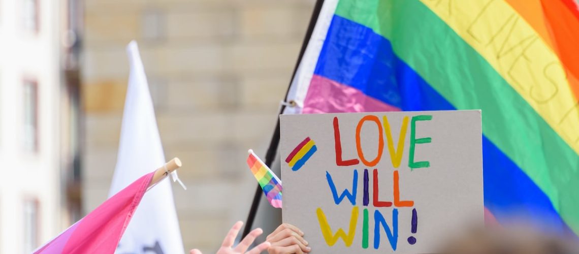 Wroclaw, Poland, 19.06.2020 - love will win poster on polish LGBT peaceful march for equality