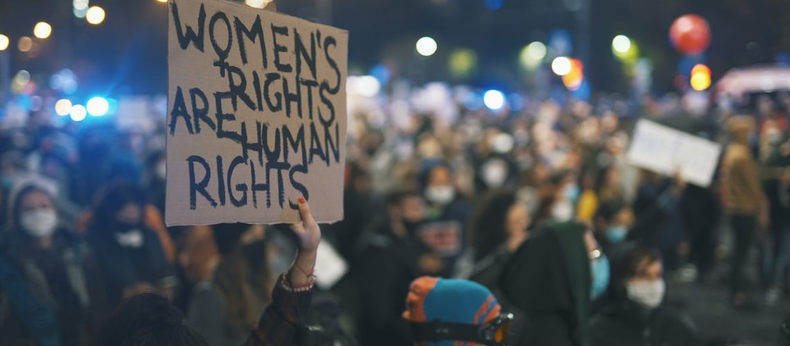 Warsaw, Poland 23.10.2020 - Protest against Poland's abortion laws.Women's rights are human rights . High quality photo