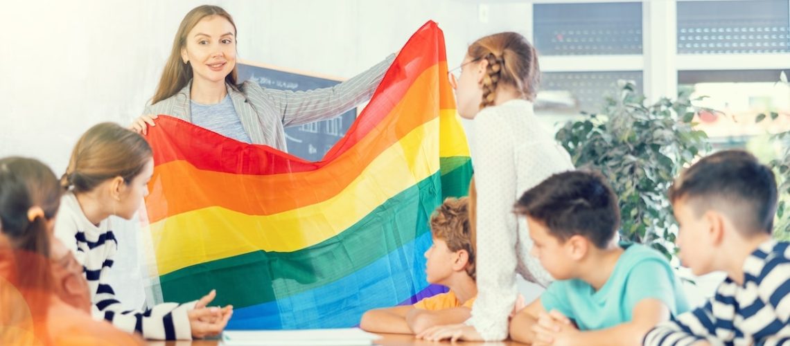 Class, LGBT, flag, teacher